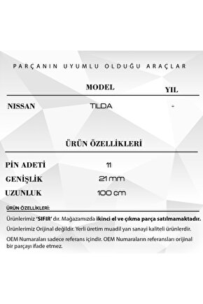 Nissan Tilda Için Airbag Şerit Kablosu 11 Pin - 100 Cm Airbag Sargısı (metrelik)