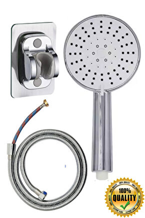 Venüs 5 Fonksiyon Duş Başlığı + Spiral Çelik örgülü Duş Hortumu + Yapışkanlı Mafsal