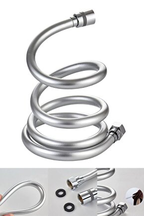 Gümüş Pvc Banyo Duş Hortumu Dayanıklı Banyo Musluk Duş Hortum 1,5 Metre