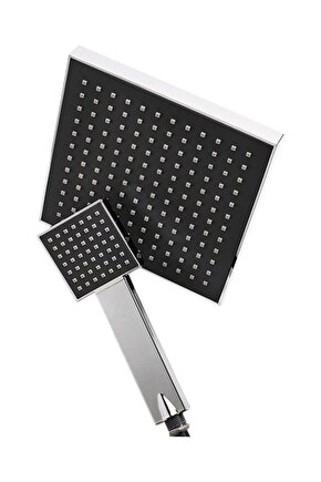 Duş Başlığı Kare Tasarım Tepeleme ve El Duş Başlığı Krom Banyo Duş Seti