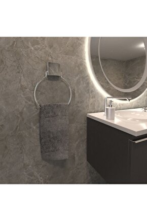 Dekoratif Yapıştırmalı Banyo Mutfak Metal Yuvarlak Havluluk Askı Krom Pratik Vidasız Montaj Dc 4779