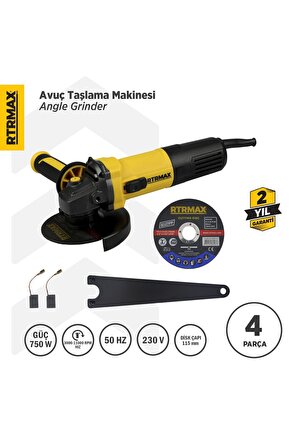 Rtm1080 Avuç Taşlama Makinası 115 Mm 750 W Devir Ayarlı