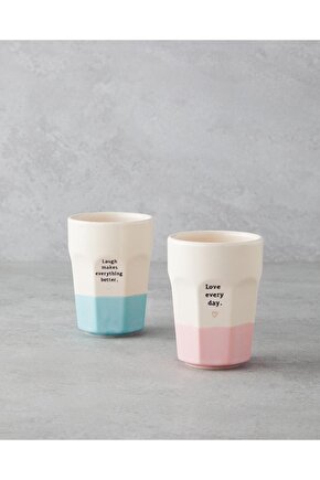 Love Day Seramik 2li Bardak 280 ml Pembe - Yeşil