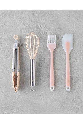 Kinsley Silikon 4lü Servis Gereci 21 x 21 x 21.5 x 23 cm Açık Pembe