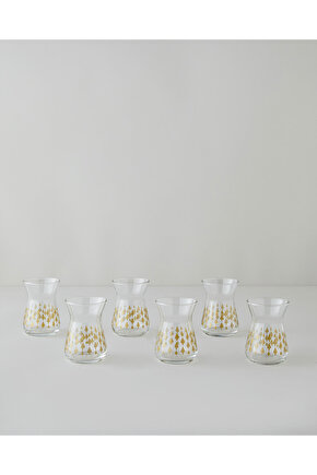 Gold Leaves Cam 6lı Çay Bardağı 132 ml Şeffaf-Gold