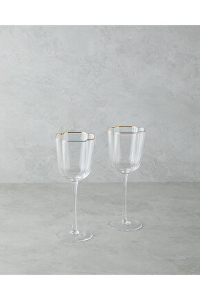 Reina Cam El Yapımı 2’li Kadeh 300 ml Şeffaf-Gold