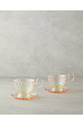 Flow Borosilkat Çay Fincanı Takımı Turuncu-Sarı