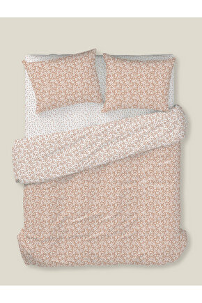 Lara Bloom Çift Kişilik Çarşaflı Nevresim Takımı 200x220 cm Pudra