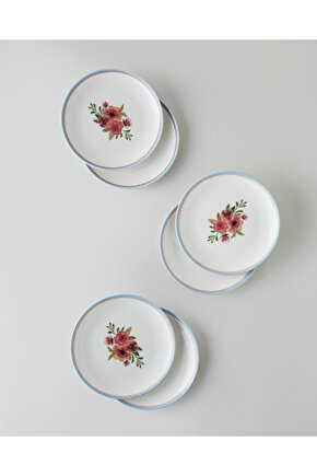 Lilya Porselen 6lı Pasta Seti 19 cm Renkli