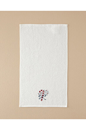 Candy Stick Pamuklu Nakışlı El Havlusu Ekru