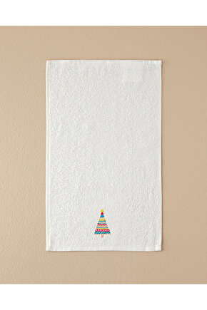 Colour Pine Pamuklu Nakışlı El Havlusu Ekru
