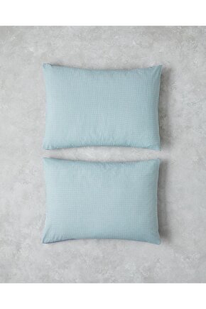 Petit Check Pamuklu 2li Yastık Kılıfı 50x70 cm Yeşil-Mavi