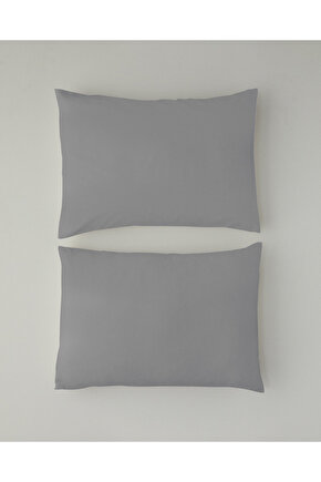 Micell Pamuk Saten 2li Yastık Kılıfı 50x70 cm Gümüş