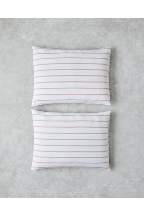 Serene Stripes Pamuklu 2li Yastık Kılıfı 50x70 cm Pembe