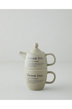 Green Tea New Bone China Demlik Seti 300 ml Yeşil