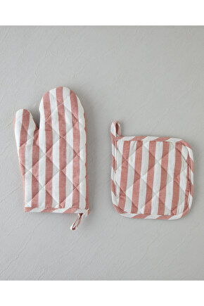 Cooker Pamuk-Keten 2li Mutfak Seti 18x28 cm+18x18 cm Kiremit