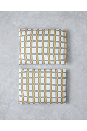Summer Plaid Kolay Ütülenir 2li Yastık Kılıfı 50x70 cm Yeşil
