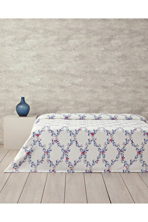 Floral Slice Çift Kişilik Pike Koyu Mavi