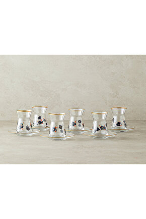 Boheme Cam 12 Parça 6 Kişilik Çay Seti Siyah