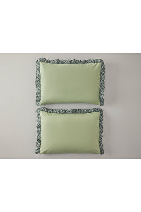Polkadot Kombin Fırfırlı 2li Yastık Kılıfı Yeşil