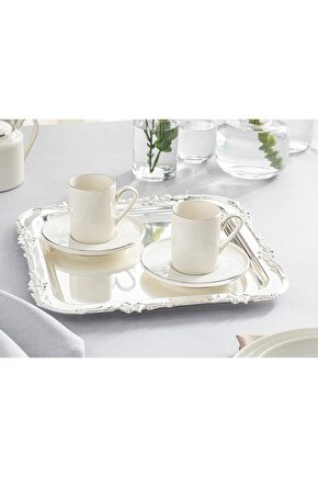 Torino Kahve Servisi 4 Adet 2 Kişilik Porselen 90 ml Gümüş