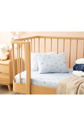 Galaxy Pamuklu Bebe Lastikli Çarşaf Takımı 70x140 Cm Mavi