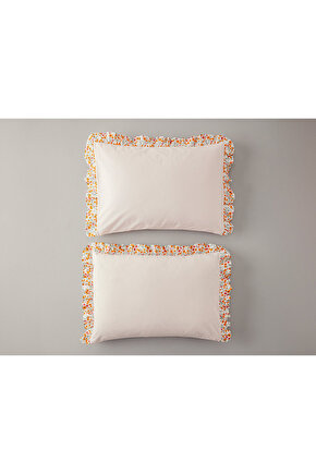 Ditsy Kombin Fırfırlı 2li Yastık Kılıfı Pembe