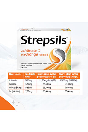Strepsils Vitamin C Orange 24 Pastil | Portakal Aromalı