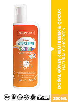 Doğal Güneş Kremi 200ml 50+ SPF  Bebek & Çocuk