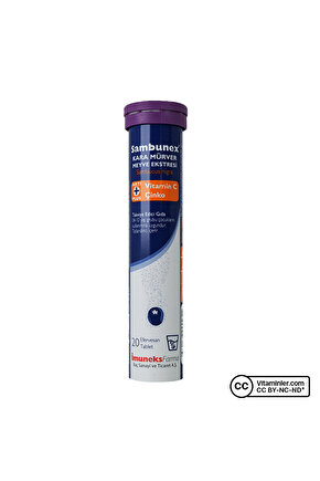 Sambunex Kara Mürver Vitamin C + Çinko 20 Efervesan Tablet
