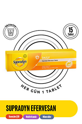 15 Efervesan Tablet | Koenzim Q10, Multivitamin Ve Mineral Içeren Takviye Edici Gıda