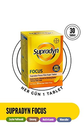 Focus 30 Film Kaplı Tablet| Zeytin Polifenolü, Ginseng, Multivitamin Ve Mineral Içeren Takv
