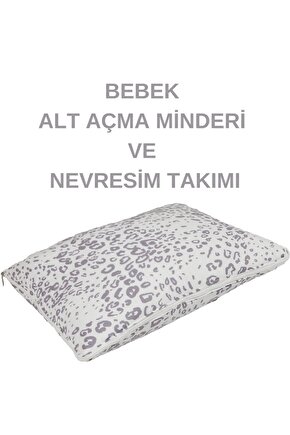 %100 Pamuklu Gri Zebra Kumaş Bebek Alt Açma Minderi Ve Beşik Içi Nevresim Takımı
