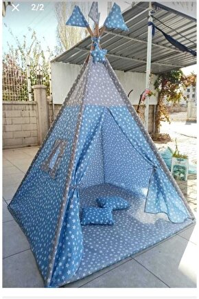 Mavi Büyük Boy Kızılderili Oyun Çadırı