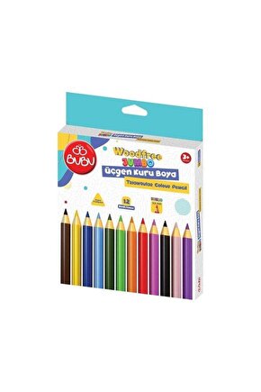 BU BU WOODFREE JUMBO ÜÇGEN KURUBOYA 12 Lİ