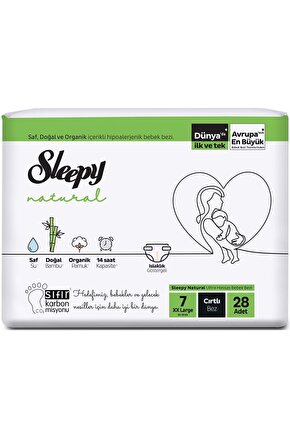 Natural Ekonomik Paket Bebek Bezi 7 Numara Xxlarge 28 Adet