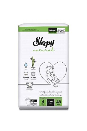 Sleepy Natural Bebek Bezi Yeni 2li Jumbo 4 Beden 7-14 Kg 48 Adet
