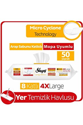 Easy Clean Arap Sabunu Katkılı Mopa Uyumlu Yer Temizlik Havlusu 50li