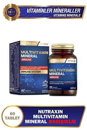 Multivitamin Mineral Immune Complex 60 Tbl - Magnezyum, C, D, Zinc, Demir, B12, Kolin, İyot