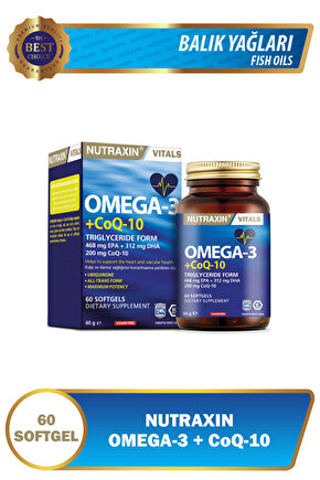 Omega-3 + CoQ10 60 Kapsül | 1300 mg Balık Yağı | EPA & DHA Destekli
