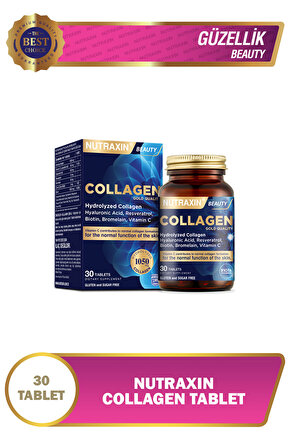 Hidrolize Kolajen 1050 Mg 30 Tablet Tip1 Tip3 Resveratrol Bromelain Biotin Hyalüronik asit Çinko