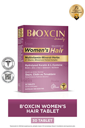 Womens Hair 30 Tablet - Keratin Kolajen Biotin Çinko Demir Selenyum Dul Avrat L Sistein Saç Vitamini