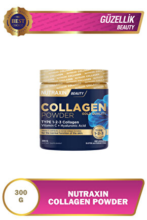 Beauty Collagen Gold Quality Powder 300 gr - Tip 1,2,3 Kolajen, Vitamin C, Hyalüronik Asit