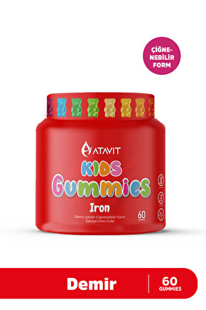 Gummies Demir (Iron) KIDS 60 Çiğnenebilir Form