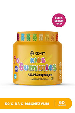 Gummies K2&D3 Magnezyum KIDS 60 Çiğnenebilir Form