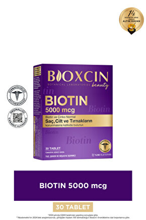 Biotin 5.000 Mcg 30 Tablet - Biotin Çinko 15 Mg Saç Ve Tırnak Vitamini