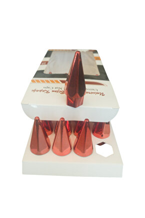 universal sivri (mermi) bijon kapağı 17mm parlak kırmızı 20li set