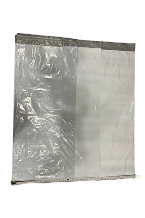100 Adet GRİ-BEYAZ ÇOK UZUN BÜYÜK CEPSİZ KARGO POŞETİ 26x77+5 cm