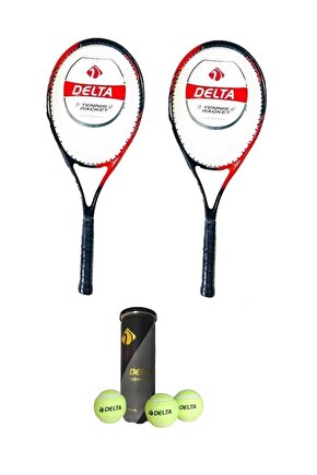 2 Adet Flame 27 İnç Tek Parça L2 Grip Tenis Raketi + 2 Adet Tenis Çantası + 3 Adet Prof. Maç Topu