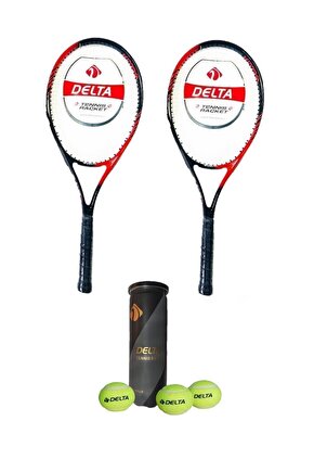 2 Adet Flame 27 İnç Tek Parça L2 Grip Tenis Raketi + 2 Adet Tenis Çantası + 3 Adet Expert Maç Topu